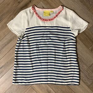Maeve Striped Beaded Collar Top
